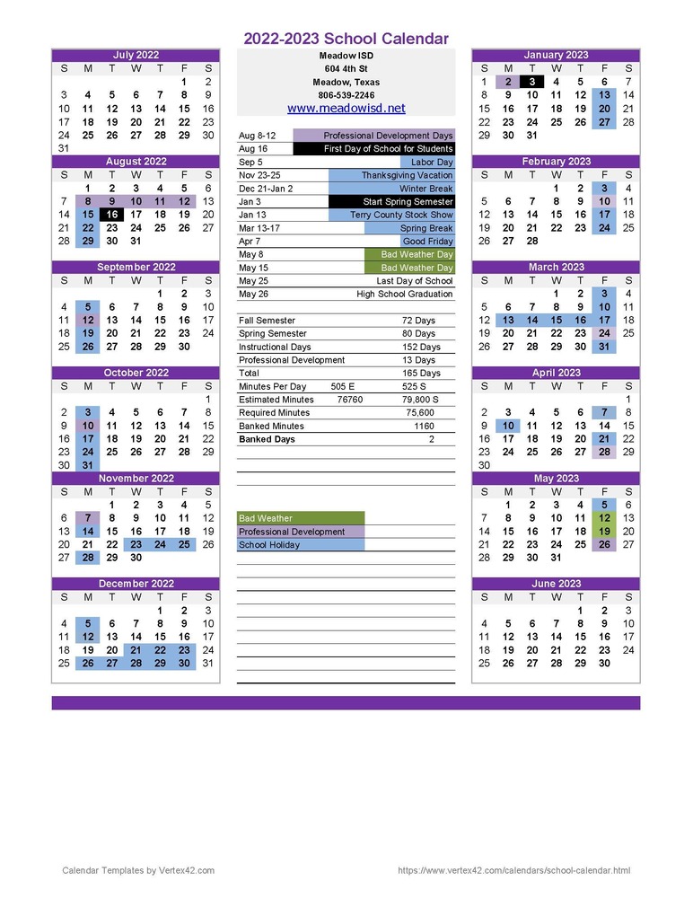 2022-23 Amended District Calendar