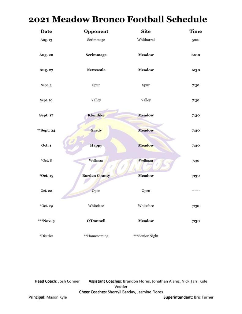 Final '21 Football Schedule Update